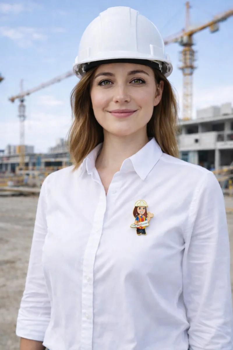 İnşaat Temalı Kadın Figürlü Broş