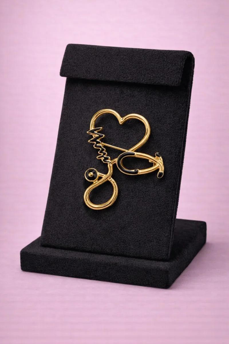 Gold Kalp Stetoskop Broş