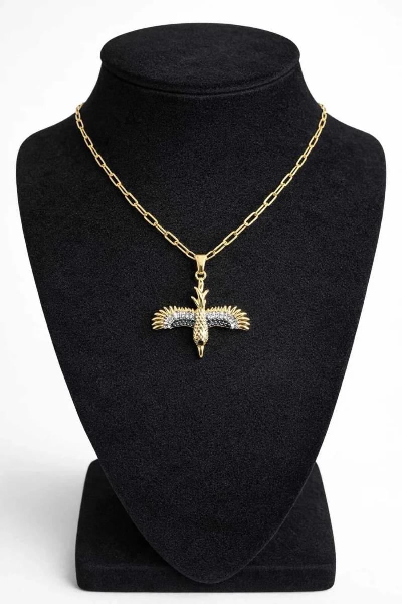 Anka Kuşu Figürlü Taşlı Kolye