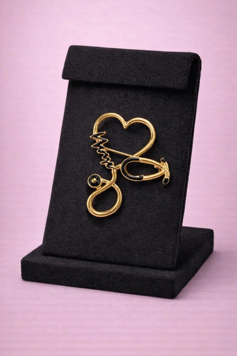 Gold Kalp Stetoskop Broş