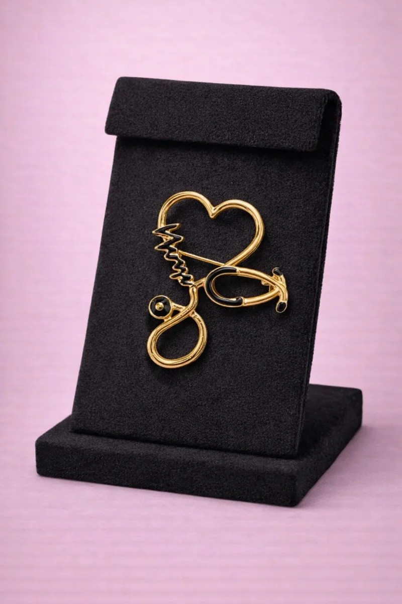 Gold Kalp Stetoskop Broş