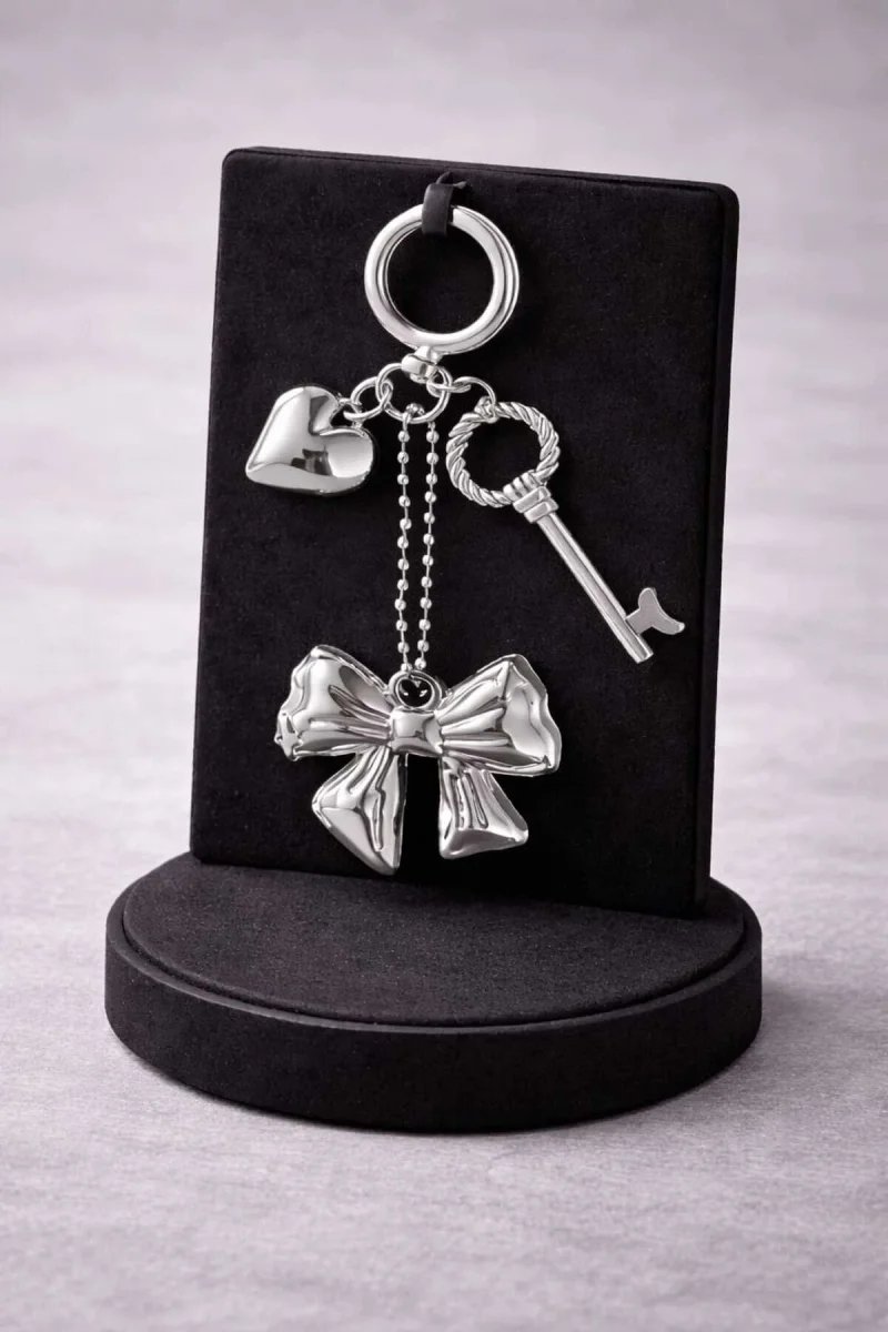 Silver 3'lü Charm Detaylı Anahtarlık Ve Çanta Aksesuarı